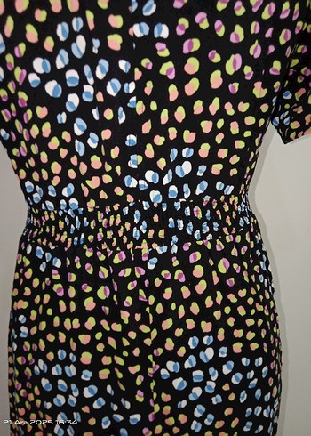 Renkli Pileli Uzun Kadın Elbise - Görsel 6