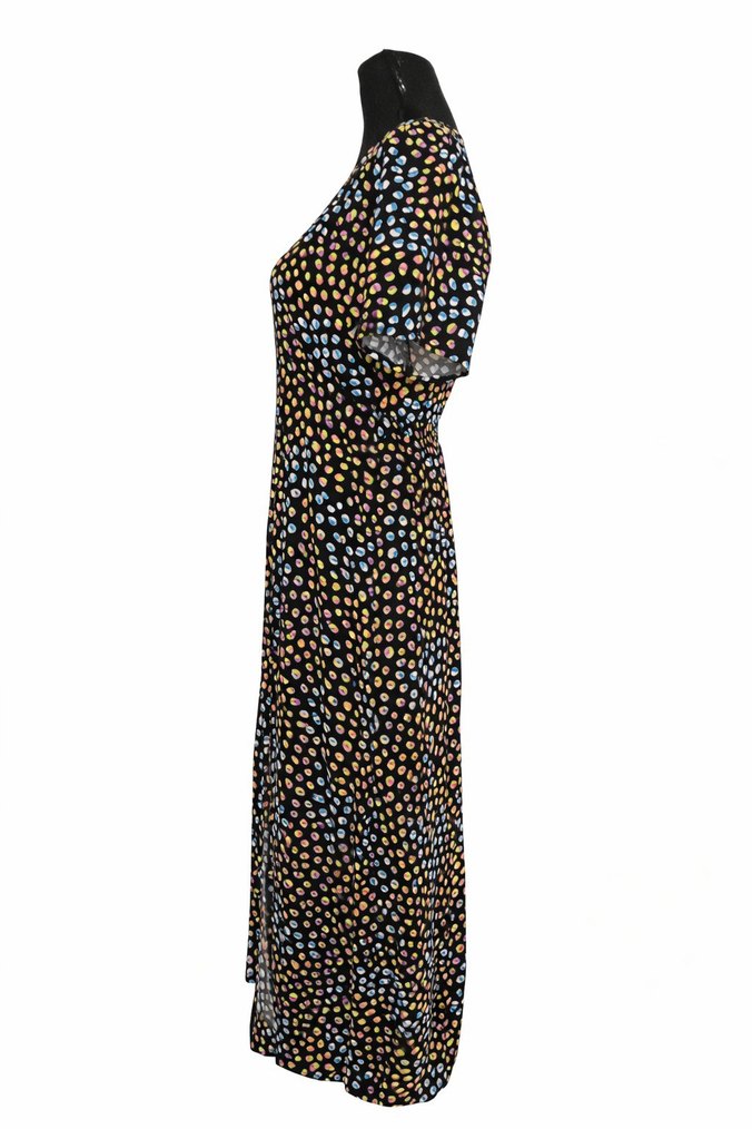 Renkli Pileli Uzun Kadın Elbise - Görsel 3