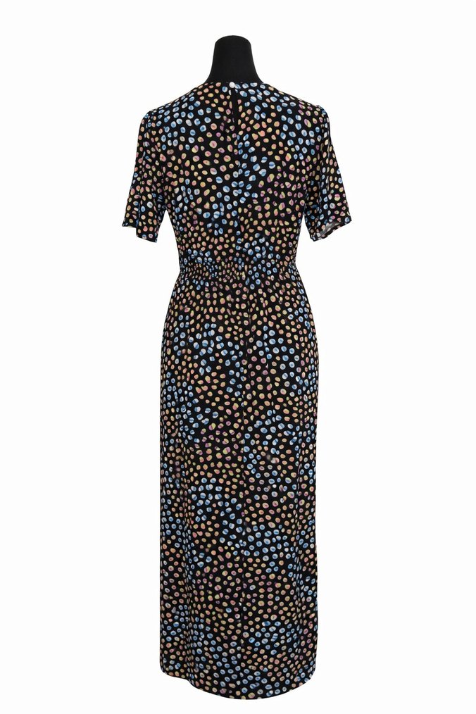 Renkli Pileli Uzun Kadın Elbise - Görsel 4