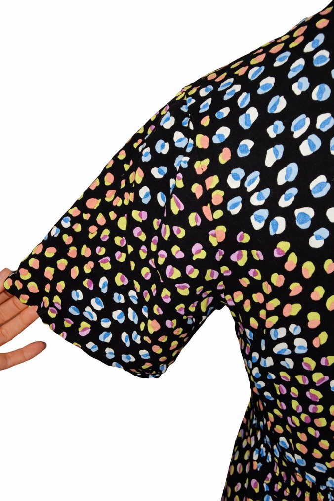 Renkli Pileli Uzun Kadın Elbise - Görsel 5