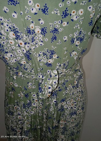 Bohem V Yaka Pileli Uzun Elbise - Görsel 5