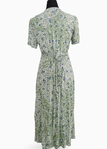 Bohem V Yaka Pileli Uzun Elbise - Görsel 3