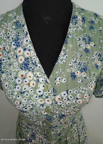 Bohem V Yaka Pileli Uzun Elbise - Görsel 4