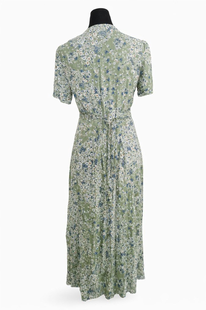 Bohem V Yaka Pileli Uzun Elbise - Görsel 3