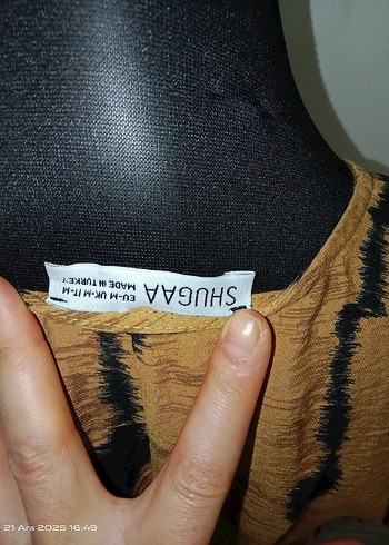 Camel Bağlamalı V Yaka Midi Elbise - Görsel 6