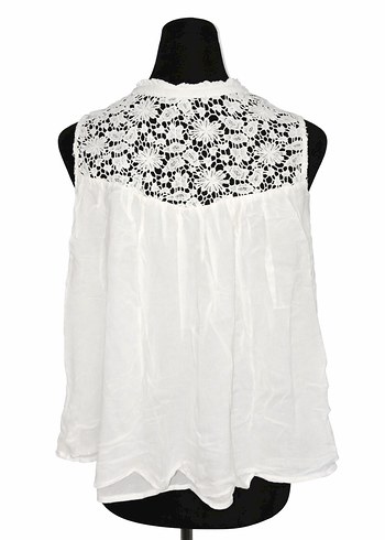 Dantel Detaylı Beyaz Straplez Bluz/L - Görsel 4