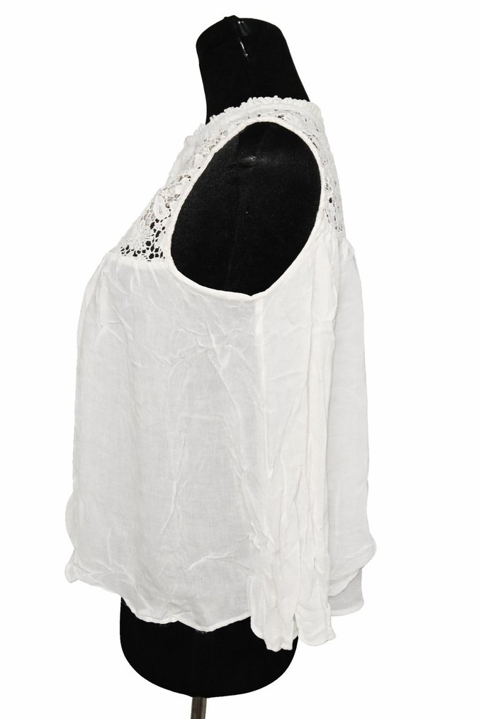 Dantel Detaylı Beyaz Straplez Bluz/L - Görsel 3