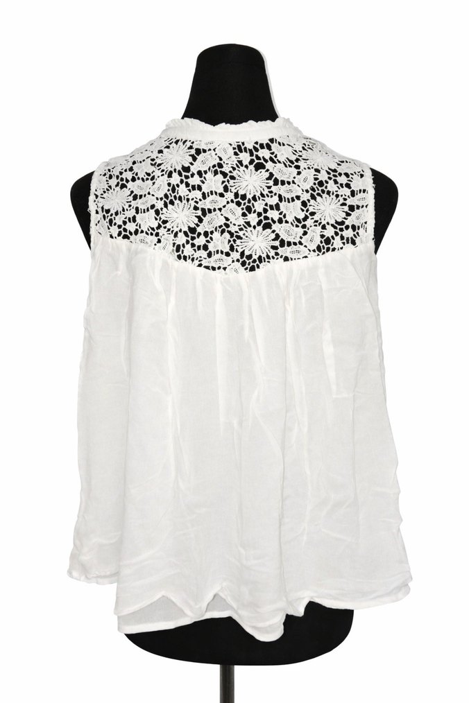 Dantel Detaylı Beyaz Straplez Bluz/L - Görsel 4