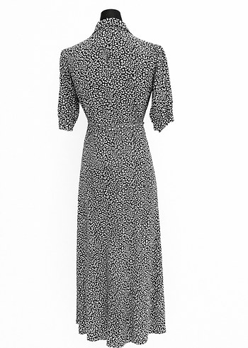 Bohem Siyah Zebra Desenli Kemerli Uzun Elbise 40 - Görsel 4