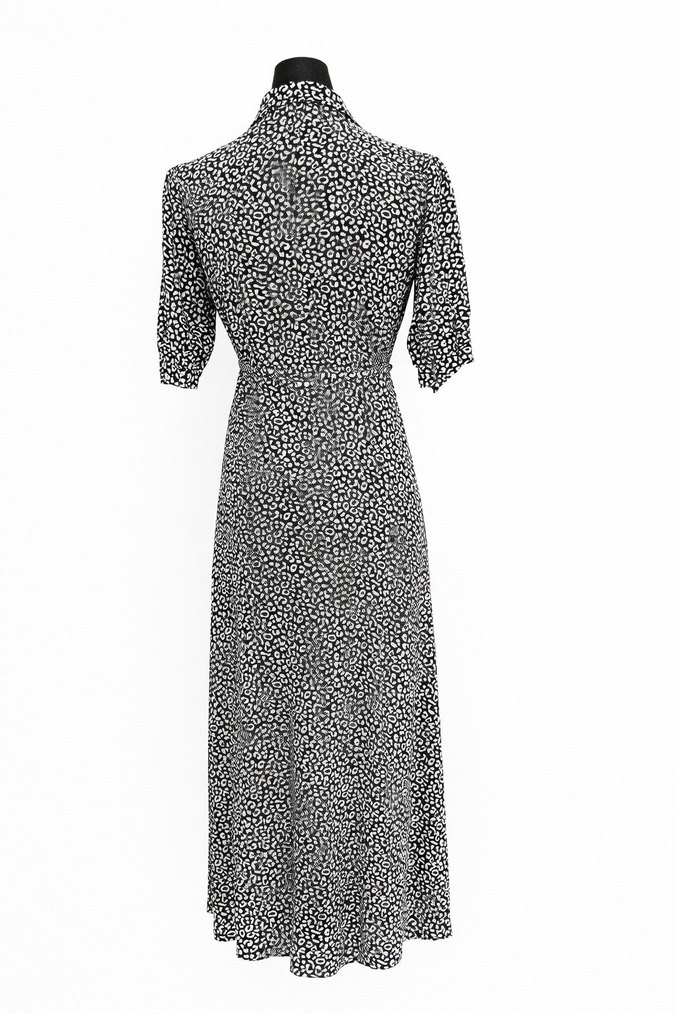 Bohem Siyah Zebra Desenli Kemerli Uzun Elbise 40 - Görsel 4