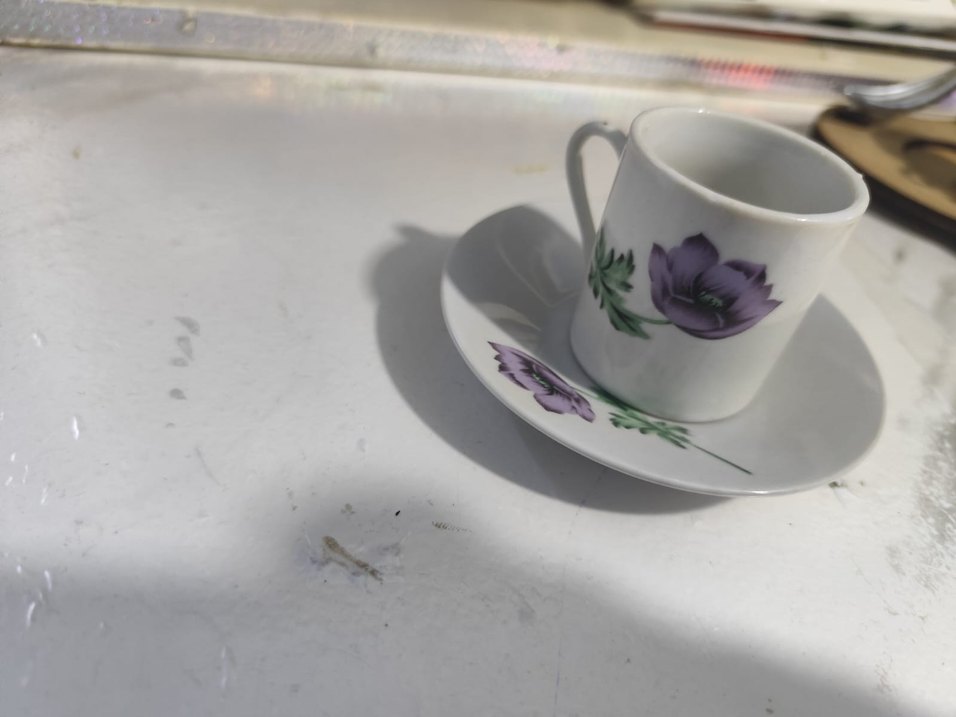 Mor Çiçek Desenli Porselen 6 lı Fincan Takımı - Görsel 4