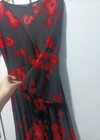 kruvaze yaka İspanyol kol elbise - Görsel 2