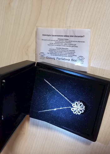 925 ayar gümüş Renkli Kalp Desenli Zincir Kolye - Görsel 3