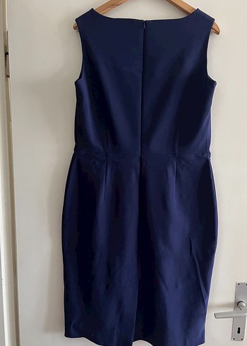 Lacivert Midi Kolsuz Ofis Elbisesi - Görsel 2