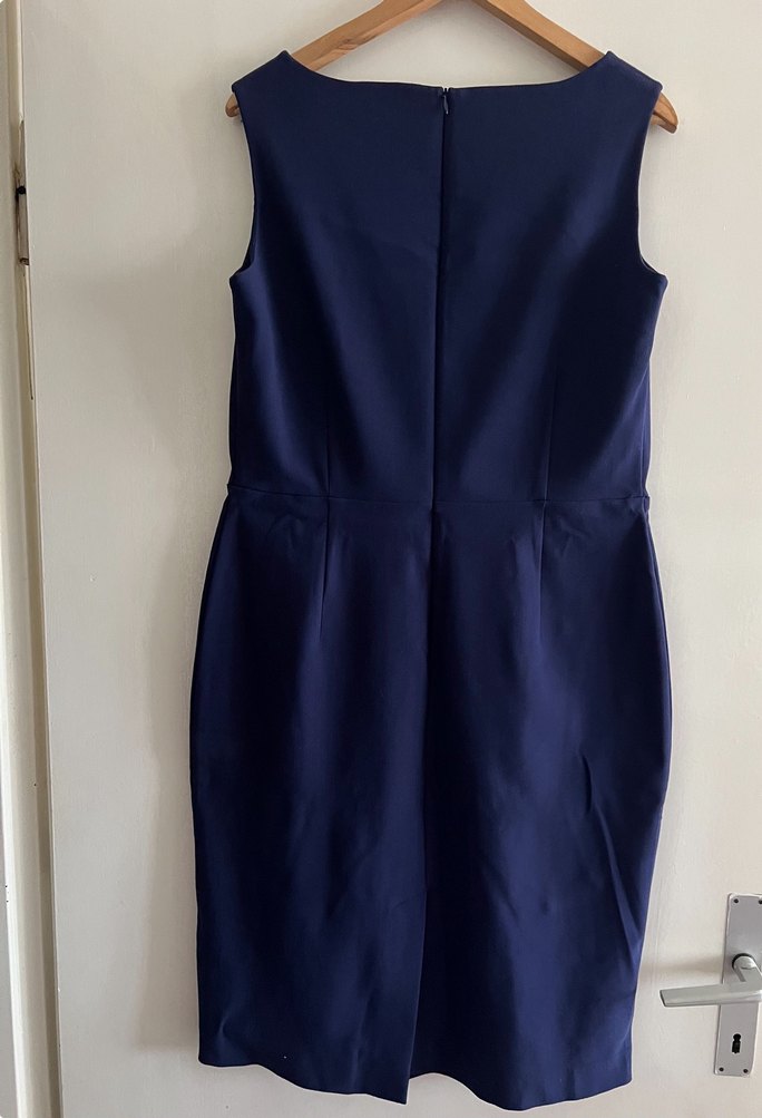 Lacivert Midi Kolsuz Ofis Elbisesi - Görsel 2