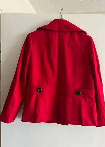 Çift Düğmeli Kırmızı Kaban - Görsel 2