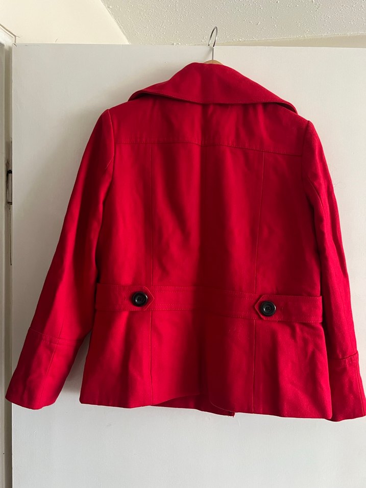 Çift Düğmeli Kırmızı Kaban - Görsel 2