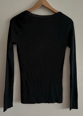 Düğmeli V Yaka Gri Kadın Hırka - Görsel 3