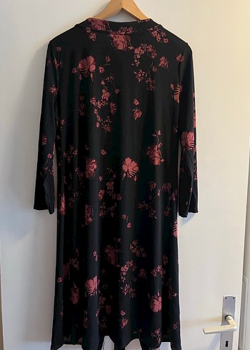 Bordo Çiçek Desenli Uzun Kadın Kimono - Görsel 2