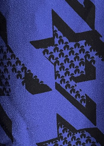 Düğmeli Desenli Lacivert Uzun Kollu Tunik - Görsel 3