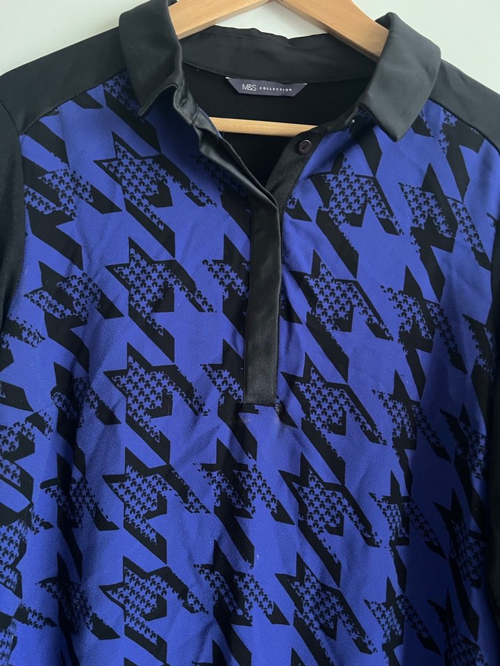 Düğmeli Desenli Lacivert Uzun Kollu Tunik - Görsel 2