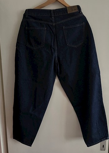 Kadın Lacivert Bel Detaylı Bol Kesim Denim Pantolon - Görsel 2