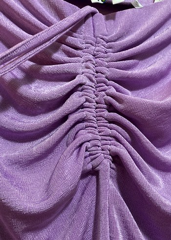 Mor/Lila Drapeli Uzun Kadın Etek - Görsel 4