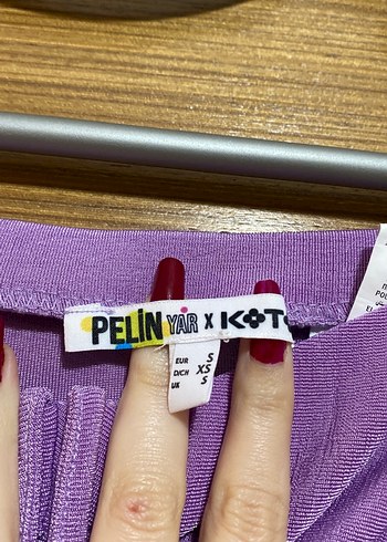 Mor/Lila Drapeli Uzun Kadın Etek - Görsel 2