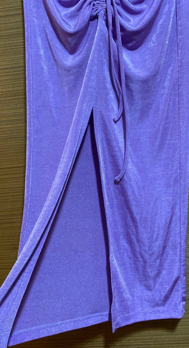 Mor/Lila Drapeli Uzun Kadın Etek - Görsel 3