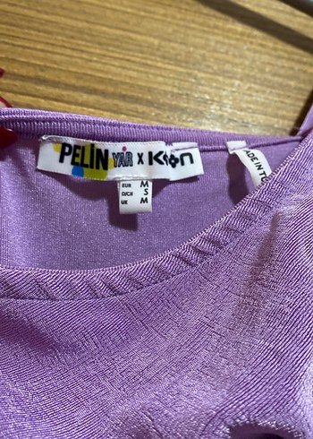 Parlak Mor Drapeli  Büzgülü İpli Tek Kol Crop Top - Görsel 2