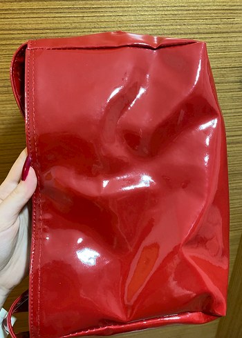 Parlak Kırmızı Kadın Rugan Çanta - Görsel 3
