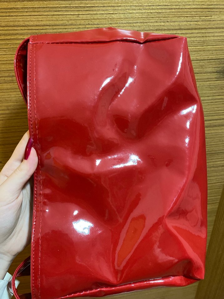 Parlak Kırmızı Kadın Rugan Çanta - Görsel 3