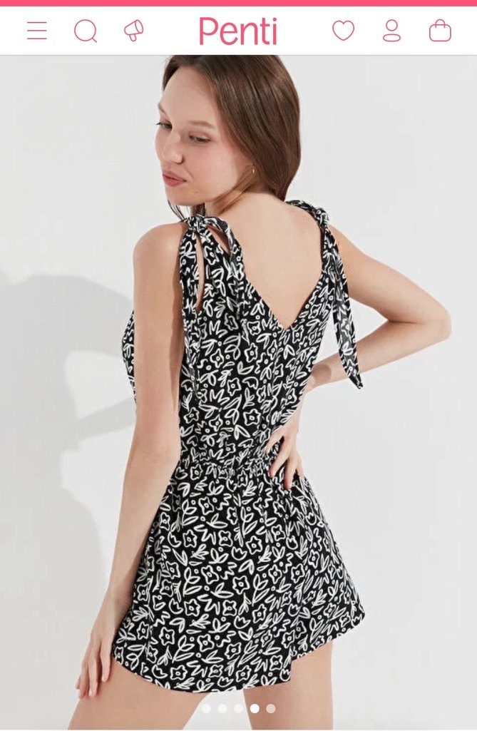 Kadın Siyah Beyaz V Yaka Kolsuz Tulum - Görsel 3