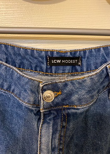 Kadın Mavi Bol Kesim Kot Kargo Pantolon - Görsel 3