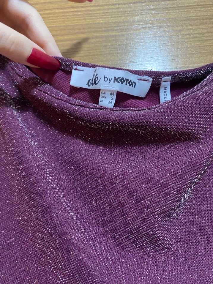 Parlak Mor Tek Kol Mini Bluz - Görsel 3