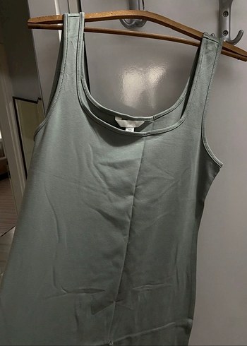 Gri Saten Midi Elbise Drapeli - Görsel 2