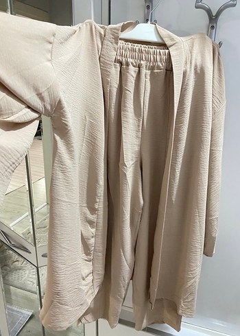 Bej Bohem Salaş Sabahlık ve Pantolon Takımı - Görsel 3
