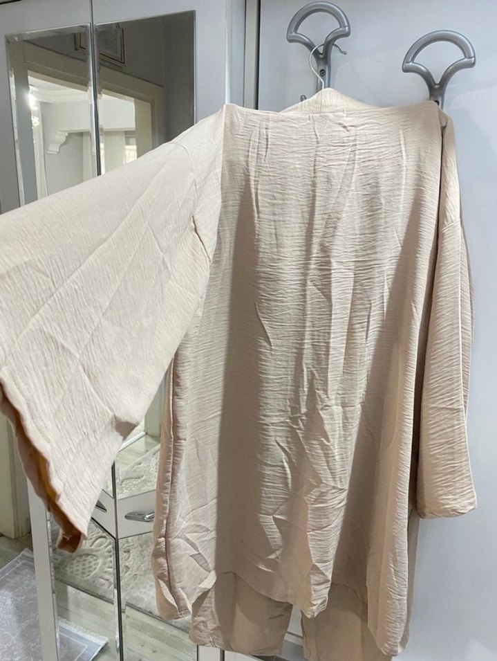 Bej Bohem Salaş Sabahlık ve Pantolon Takımı - Görsel 5