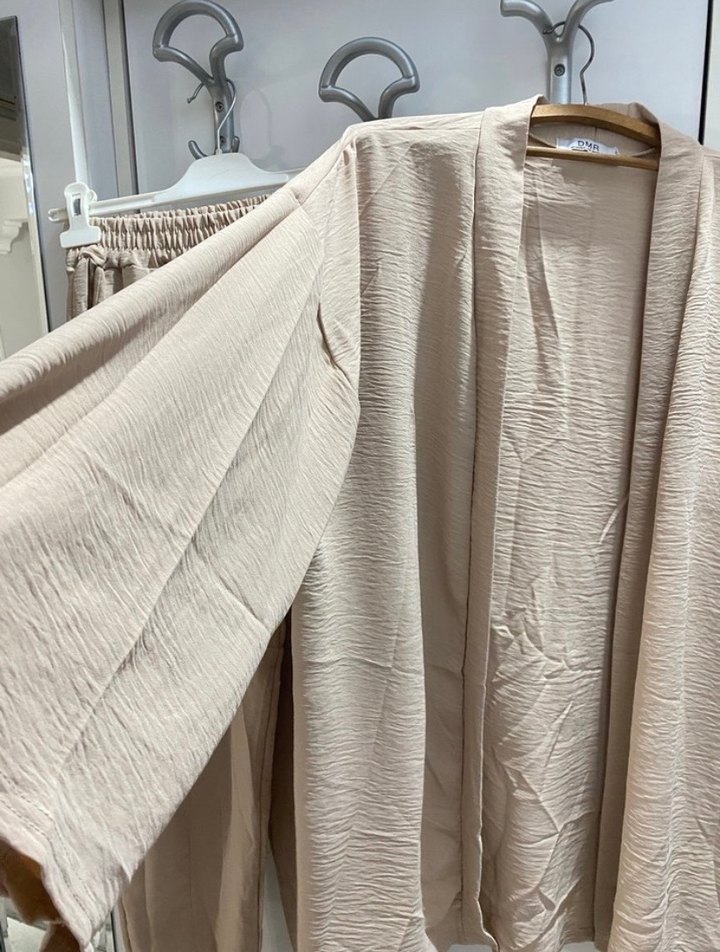 Bej Bohem Salaş Sabahlık ve Pantolon Takımı - Görsel 2