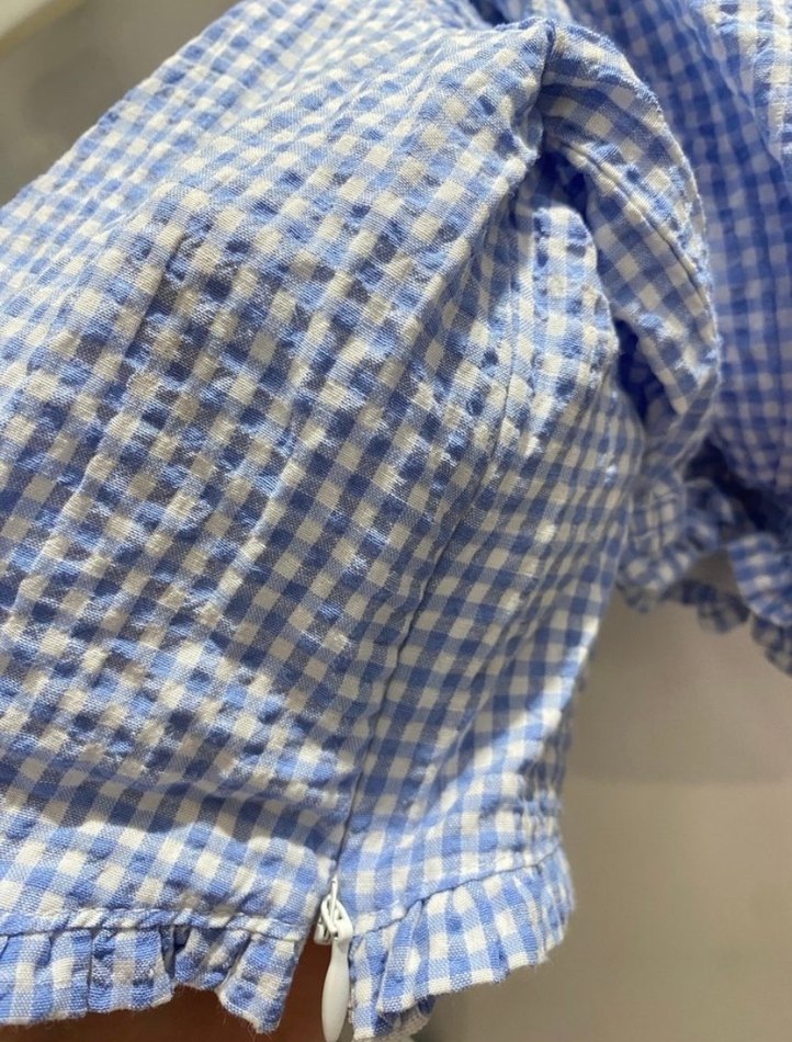 Mavi Bağcıklı Mini Straplez Bluz - Görsel 3