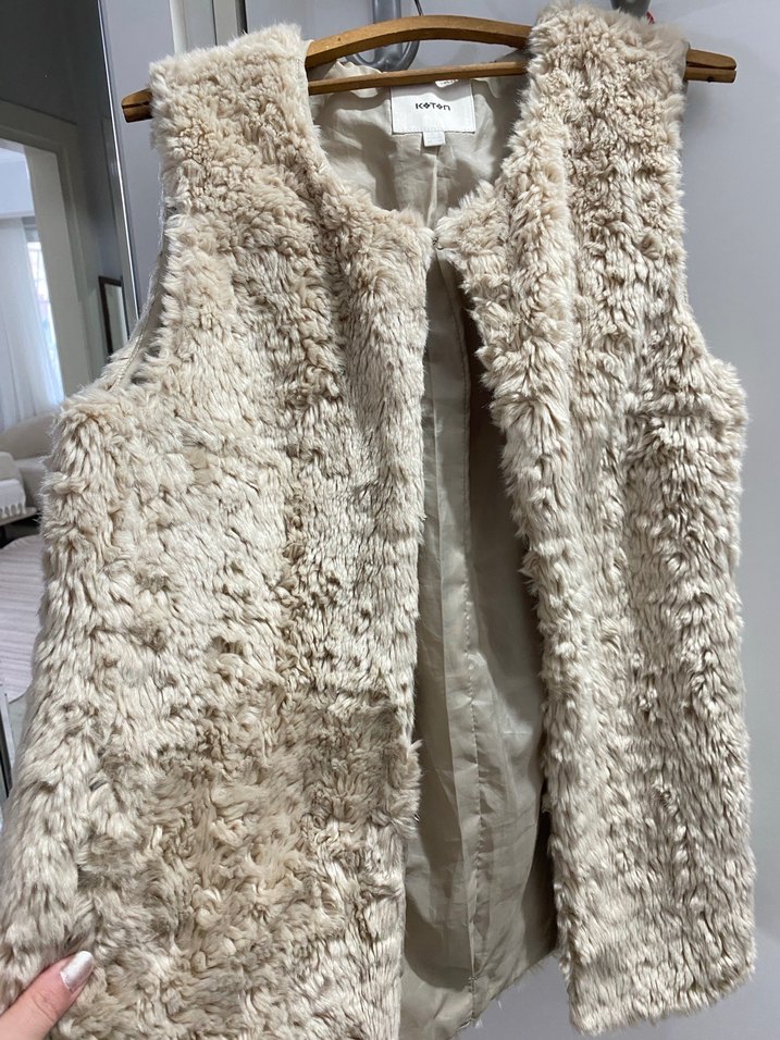 Bej Kürklü Kadın Yelek - Görsel 5