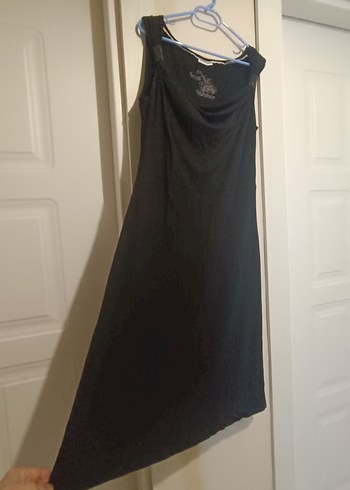 Siyah,degaje yakalı,kolsuz elbise - Görsel 2