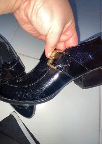 Siyah Yılan Desenli Tokalı Topuklu Kadın Ayakkabı - Görsel 11