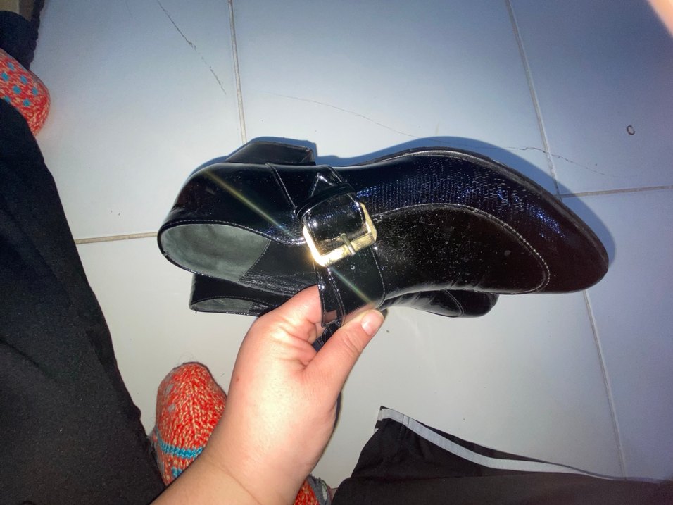 Siyah Yılan Desenli Tokalı Topuklu Kadın Ayakkabı - Görsel 3