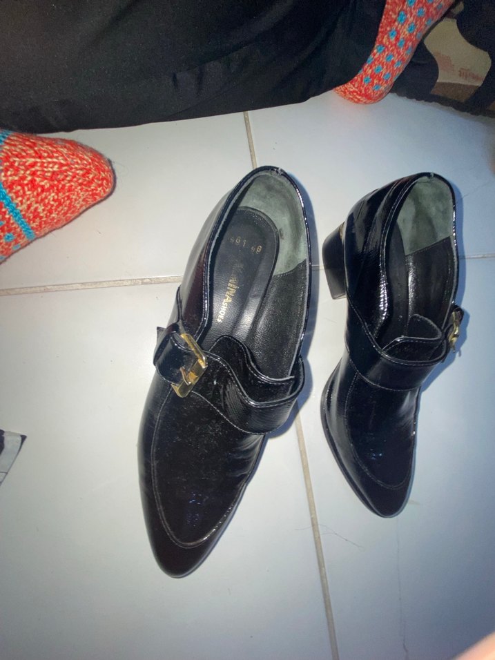 Siyah Yılan Desenli Tokalı Topuklu Kadın Ayakkabı - Görsel 5