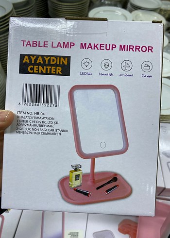 Pembe LED Işıklı Masaüstü Makyaj Aynası ıkı renk - Görsel 2