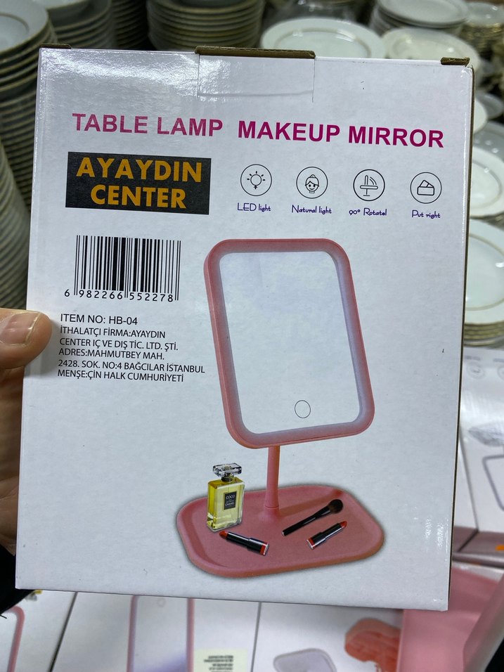 Pembe LED Işıklı Masaüstü Makyaj Aynası ıkı renk - Görsel 2