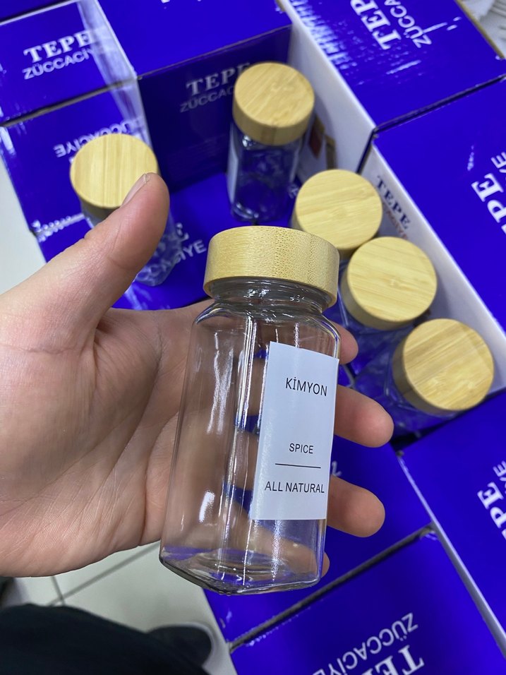 Bambu Kapaklı Cam Baharat Şişesi - Görsel 4