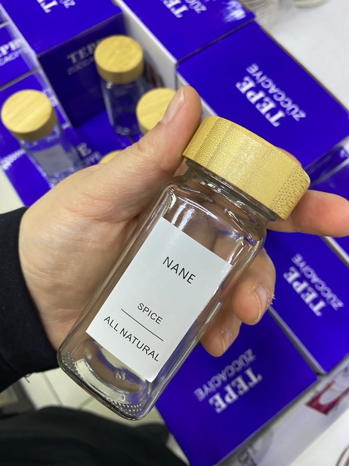 Bambu Kapaklı Cam Baharat Şişesi - Görsel 5