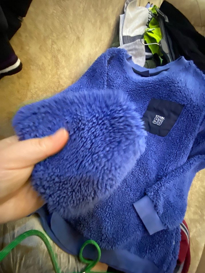 Erkek Mavi Polar Sweatshirt Velcro Detaylı - Görsel 4